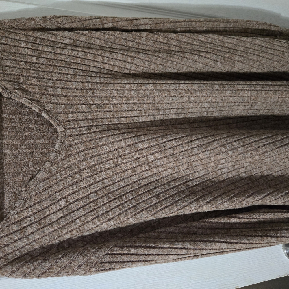Brown Ribbed Knit Sweater